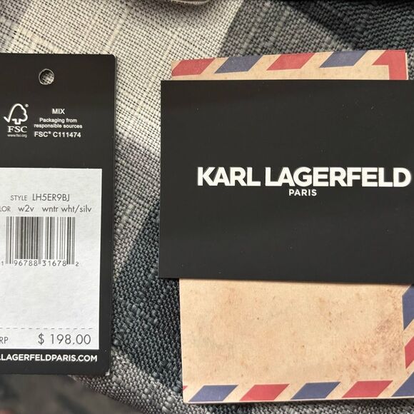 Karl Lagerfeld Paris Maybelle Camera Crossbody Bag White Black and Chrome New - Picture 5 of 7